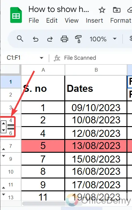 How to show hidden rows in google sheets 2
