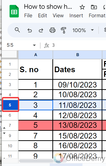 How to show hidden rows in google sheets 3