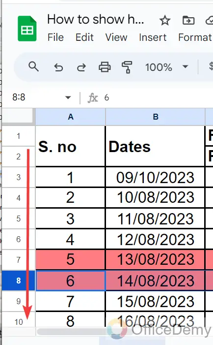 How to show hidden rows in google sheets 4