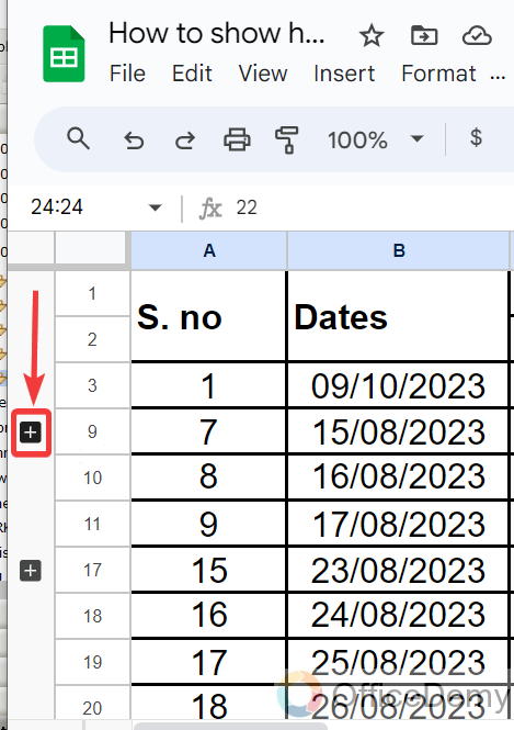 How to show hidden rows in google sheets 6
