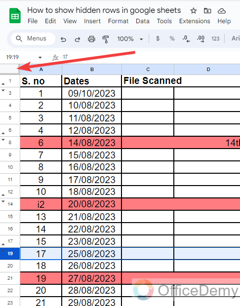 How to show hidden rows in google sheets 9