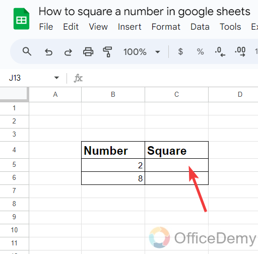 How to square a number in google sheets 1
