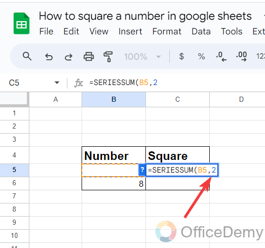 How to square a number in google sheets 16