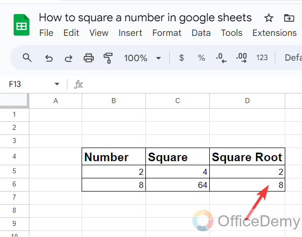 How to square a number in google sheets 22