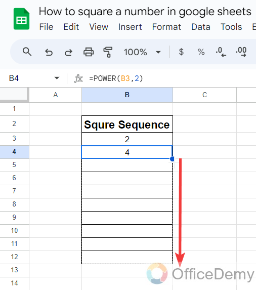 How to square a number in google sheets 25