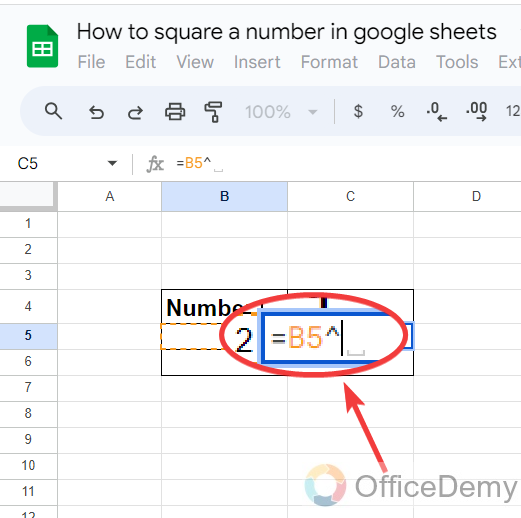 How to square a number in google sheets 4