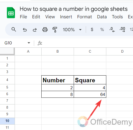 How to square a number in google sheets 6