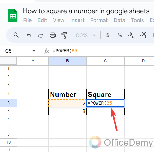 How to square a number in google sheets 8