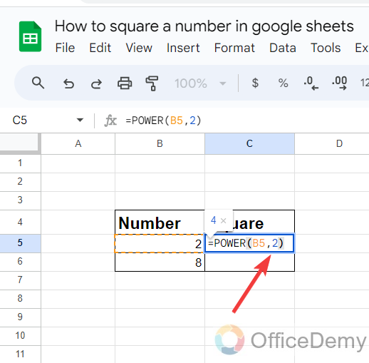 How to square a number in google sheets 9