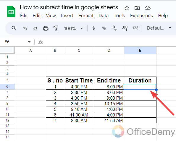 How to subtract time in google sheets 1