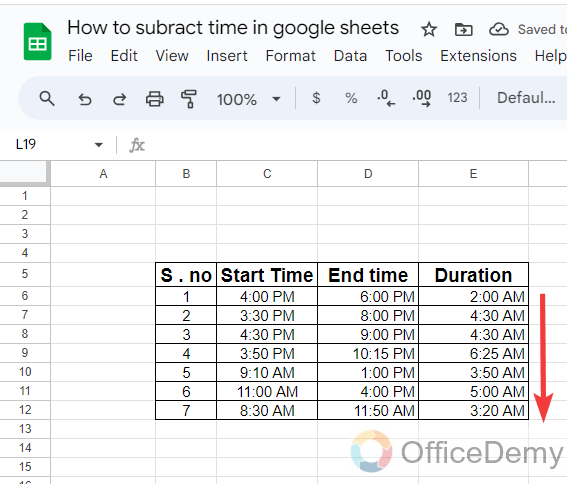 How to subtract time in google sheets 3