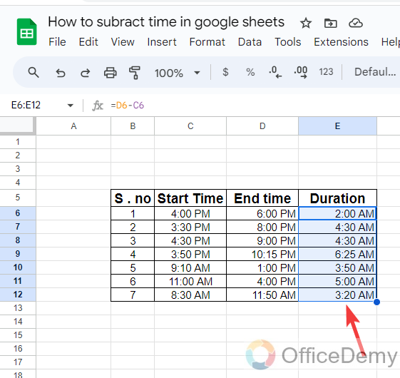 How to subtract time in google sheets 4