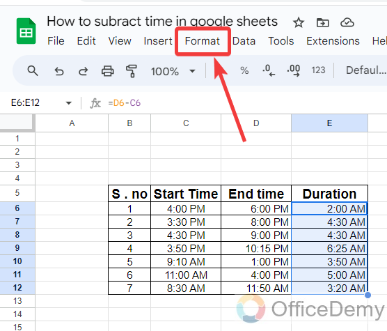 How to subtract time in google sheets 5