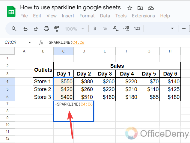 How to use sparkline in google sheets 16