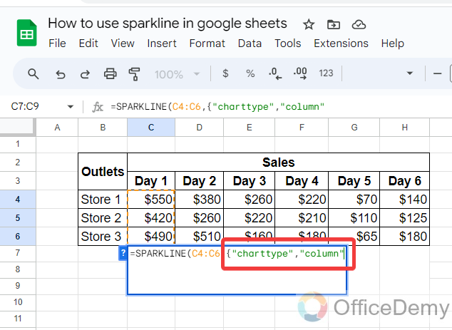 How to use sparkline in google sheets 17