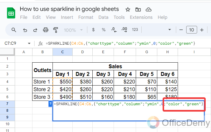 How to use sparkline in google sheets 19
