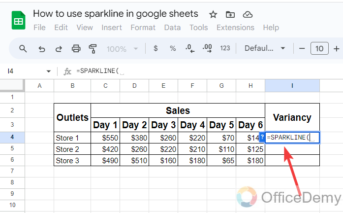 How to use sparkline in google sheets 2