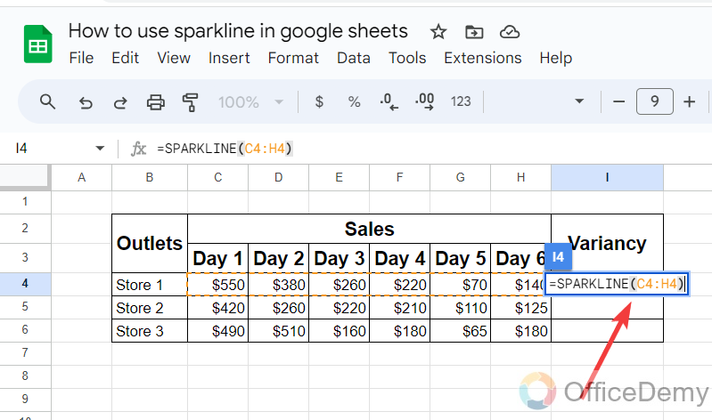 How to use sparkline in google sheets 3