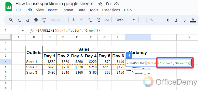How to use sparkline in google sheets 5