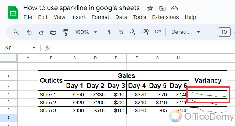 How to use sparkline in google sheets 6