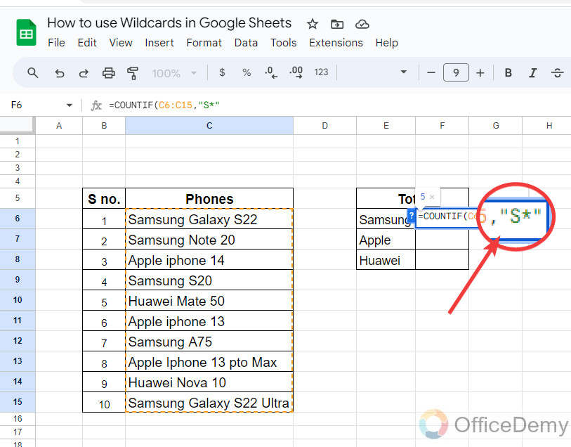 How to use wildcards in Google Sheets 4