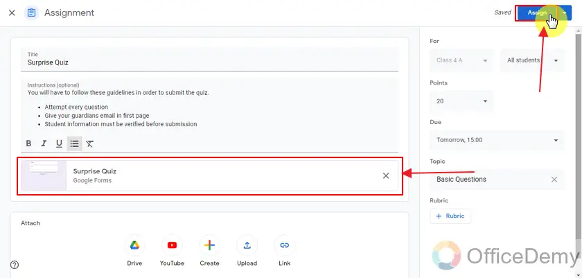 how to assign a google form quiz in google classroom 14