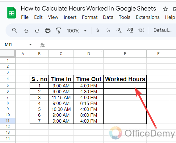 how to calculate hours worked in google sheets 1
