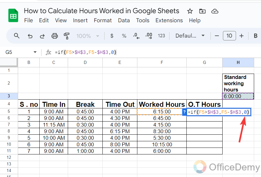 how to calculate hours worked in google sheets 24