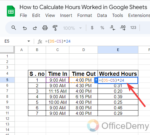 how to calculate hours worked in google sheets 5