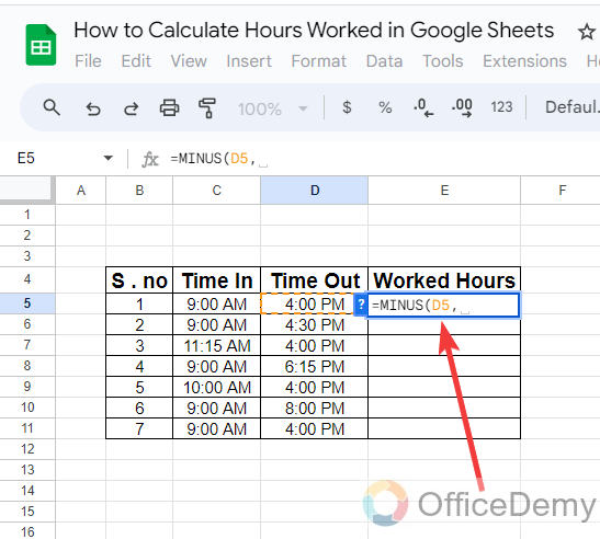 how to calculate hours worked in google sheets 9