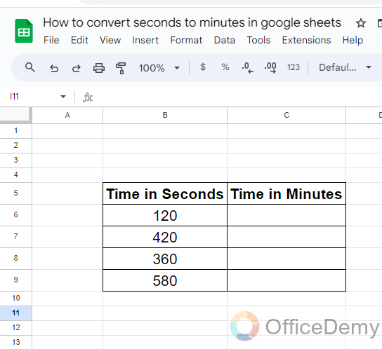 how to convert seconds to minutes in google sheets 1