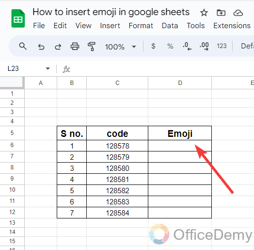 how to insert emoji in google sheets 1