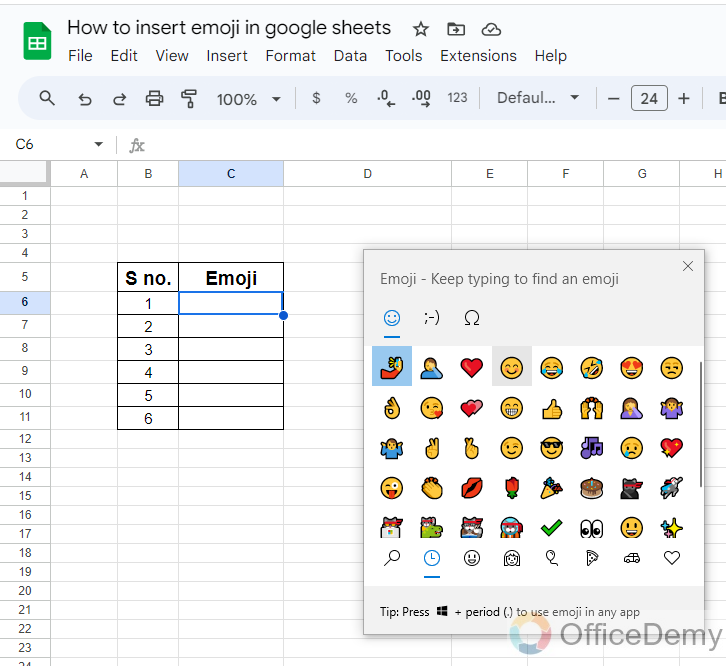 how to insert emoji in google sheets 22