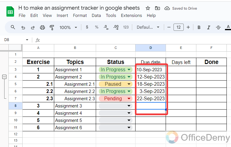 how to make an assignment tracker in google sheets 11