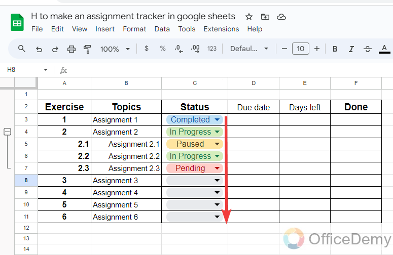 how to make an assignment tracker in google sheets 8