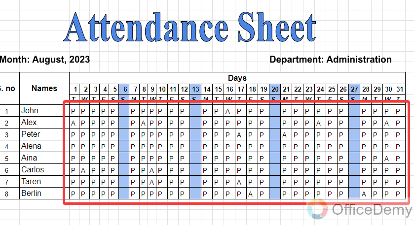 how to make an attendance sheet in google sheets 10