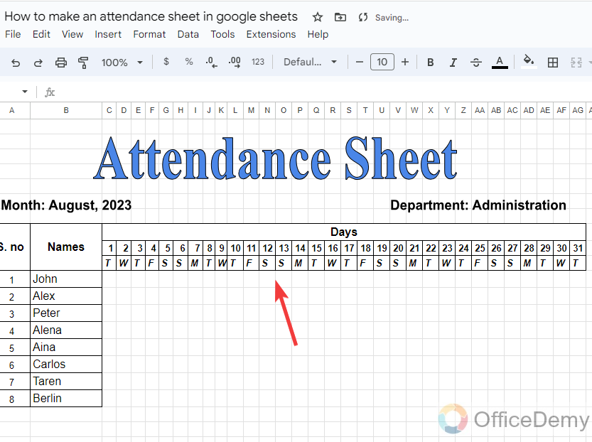 how to make an attendance sheet in google sheets 6