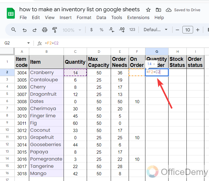 how to make an inventory list on google Sheets 12
