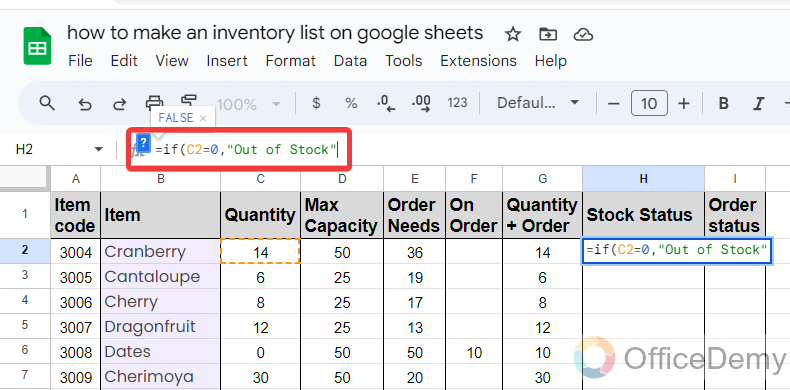how to make an inventory list on google Sheets 13