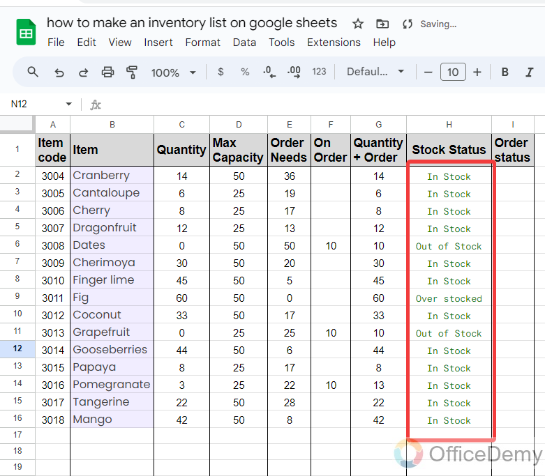 how to make an inventory list on google Sheets 16