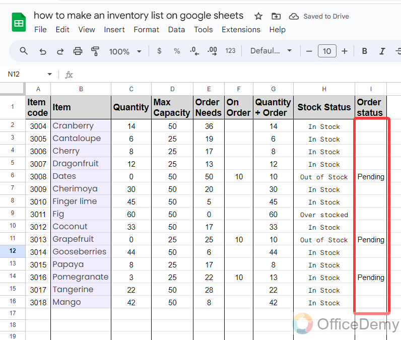 how to make an inventory list on google Sheets 18