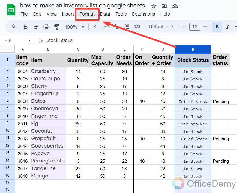 how to make an inventory list on google Sheets 19