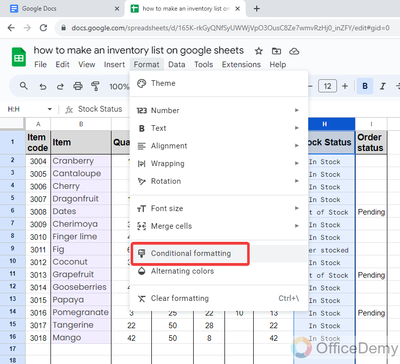 how to make an inventory list on google Sheets 20