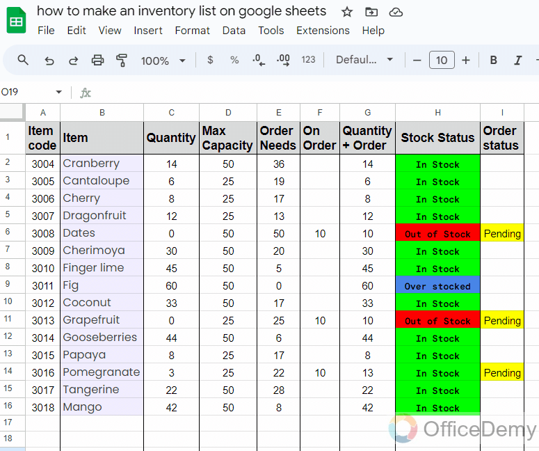 how to make an inventory list on google Sheets 25