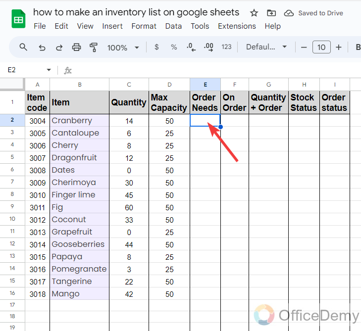 how to make an inventory list on google Sheets 5