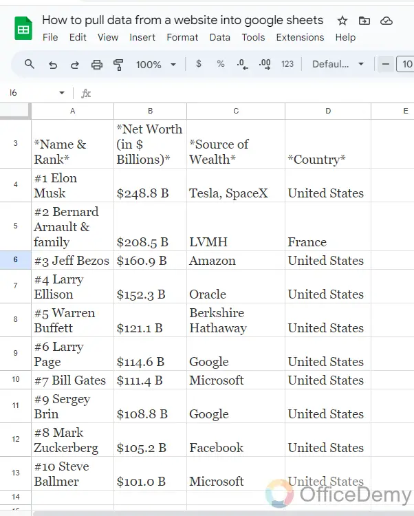 how to pull data from a website into google sheets 12