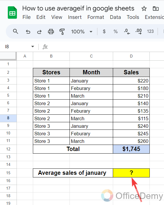 how to use averageif in google sheets 2