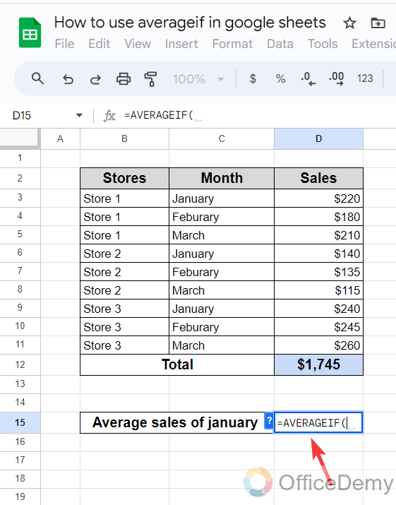 how to use averageif in google sheets 3