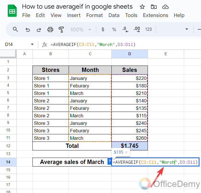 how to use averageif in google sheets 9