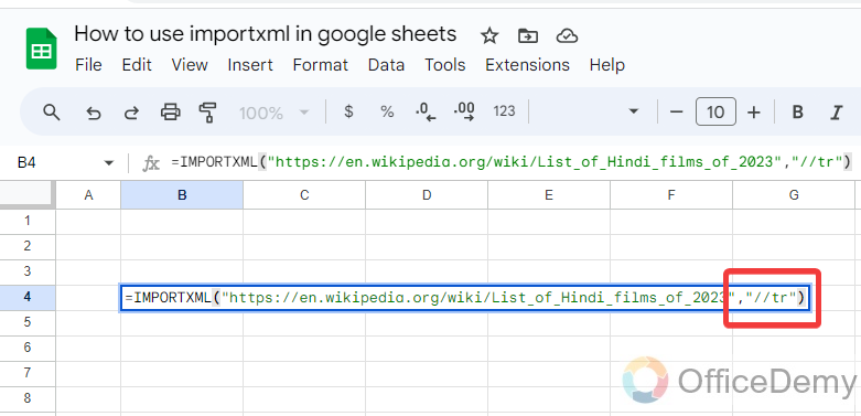 how to use importxml in google sheets 12